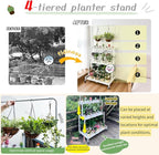 lumizone Foldable 4-Tier Plant Stand Indoor Outdoor Hanging Plant Shelf No Assembly Required Pot Placement Area With Wheels Sturdy Fall Prevention Storage Shelf Flower Pot Stand(4 Tier-White)