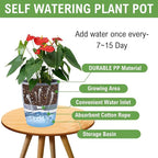 6Inch Self Watering Planter Pots 4 Pack Plant Pot for Indoor Wicking Flower Pots Plant Pots Modern Decorative Planter for Small African Violets House Plants,Herbs,Indoor Outdoor Plant (White)