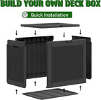 Outdoor Storage Box, Resin Deck Boxes Indoor and outdoor, Waterproof Storage Box Lockable Lid (Black,32 Gallon)