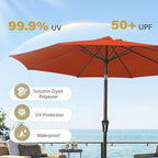 MEWAY 9ft Patio Umbrella Outdoor Table Umbrellas with Push Button Tilt and Crank, Market Umbrella 8 Sturdy Ribs for Deck, Garden, Pool and Backyard, Orange