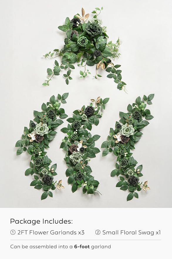 Artificial Eucalyptus Garland Runner, 6 ft White Olive Wedding Table Decor