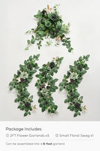 Artificial Eucalyptus Garland 6FT Red Table Runner with Willow Leaves