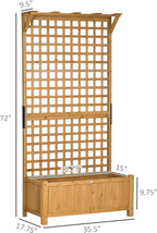 Outsunny Wood Planter with Trellis, Raised Garden Bed for Climbing Plants with Drainage Holes and Roof, 35.5 x 17.75 x 72 Inch, Pack of 2, Yellow