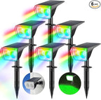 Consciot Solar Spot Lights Outdoor, Christmas Color Changing Lights Waterproof, 10 Colors Dusk-to-Dawn Landscape Spotlights, Outdoor Christmas Decorations for Garden Yard, 6 Pack
