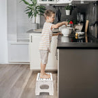 Delxo 9 Inch Folding Step Stool for Kids and Adults,15-Inch Extra Wide Height Large Platform Heavy Duty Stepping Stool More Safe and Comfortable Non Slip Foldable Step Stool White