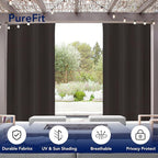 PureFit Outdoor Curtains for Patio Waterproof Weatherproof, UV Resistant Outside Curtains for Gazebo, Front Porch, Pergola, Sun Blocking Privacy Curtain, 52W x 95L inch, 1 Panel, Chocolate