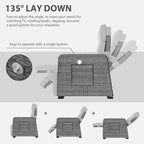 Restland Outdoor Recliner with Independent Adjustable Back & Footrest Wicker Patio Reclining Chair with Flip Table Comfortable Lounge Chair & Thick Cushion for Deck, Porch (Grey)