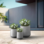 Kante 15.3"+11.6"+8.2" Dia Round Concrete Planter, Large Outdoor Indoor Planter Pots Containers with Drainage Holes and Rubber Plug for Home Garden Patio, Natural Concrete