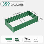 YITAHOME 2pcs 8x4x1.5 in Galvanized Raised Garden Bed Kit, Large Metal Planter Box with Gloves, Safety Rubber & Support Rod, Outdoor Flower Bed for Plants Vegetables, Green