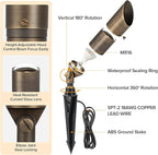 LUTEC Solid Brass Low Voltage Landscape Lighting, 12V Heavy Duty Waterproof Landscape Spotlights, Adjustable Bronze Uplights Outdoor Fixtures for Garden Yard Pathway Tree with MR16 Bulb