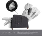 Grand patio Outdoor Reclining Chairs with Extended Footrest 2-Piece Adjustable Patio Wicker,Lounge Recliner up to 150° with Flip Side Table Griege
