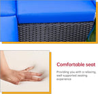FDW 5 Pieces Patio Furniture Sets Outdoor Sectional Sofa Wicker Chair Rattan Conversation Set for Outdoor Backyard Porch Poolside Balcony Garden Furniture with Coffee Table,Blue Cushion