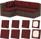 Cushion Covers, 8 Pack Stretch Fit Wine-Red Outdoor Patio Slipcovers