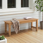 ONBRILL Outdoor Benches Weatherproof, 2-Person Poly Lumber Garden Bench, All-Weather Patio Bench Will not Rot and Fade for Garden, Porch, Backyard and Park, Easy Installation, Teak