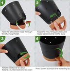 Orchid Pots with Holes, 6 Inch Self Watering Orchid Pot 2 Pack Plastic Plant Pots for Orchid, Flower (Black+Brown)