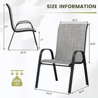 UDPATIO Patio Chairs Set of 8, Stackable Outdoor Dining Chairs with High Back, Breathable Textilene Fabric Outdoor Chair All Weather, 350LBS Capacity for Garden, Backyard (Light Grey)