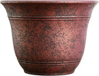 The HC Companies Sierra Round Self-Watering Pot - Lightweight Plastic Planter for Herbs & More - Durable Plant Pots for Indoor Plants & Outdoor Plants (10” Rustic Redstone, Pack of 1)