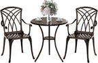 Patio Bistro Set 3 Piece, Cast Aluminum Bistro Set by Embraceartofoutdoorliving