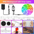 150Ft Outdoor LED Strip Lights, IP68 Waterproof Color Changing RGB LED Light Strips with IR Remote and APP, 24V Music Sync Led Rope Lights,Flexible Outdoor DIY Tape Lights for Balcony Deck Garden Pool