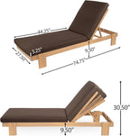Christopher Knight Home Duska Acacia Wood Chaise Lounge Chair Set of 2, Patio Outdoor Chaise Lounge with Cushions, Adjustable Backrest Single Lounge Sofa, Garden Poolside Backyard Seating, Teak+Brown