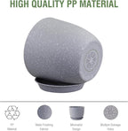 Plant Pots 12 inch, Plastic Planters with Drainage Holes and Saucers, Large Flower Pots for Indoor Outdoor Plants, Modern Decorative Pots for Garden House Plants, Speckled Grey