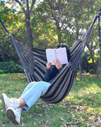 Halalona Hammock Chair Hanging Hammock Chair Rope Swing 2 Cushions Included-Sturdy & Durable Soft Cotton Hand Woven Hammock Swing for Bedroom, Porch, Patio-Indoor/Outdoor