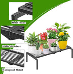 1 Tier Metal Plant Stand Indoor Outdoor, Potted Multiple Flower Pot Holder Rack Plant Shelf, Heavy Duty Planter Display Shelving for Patio Balcony Garden Living Room Decorative (Black)