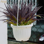 32 Pcs Artificial Grass Fake Grass Plants 17.3in Outdoor Plants UV Resistant Faux Greenery Stems for Home Window Garden Office Patio Pathway Front Porch Halloween Décor Light Green & Purple