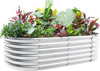 Land Guard 4×2×1.5ft Galvanized Raised Garden Bed Kit, Galvanized Planter Garden Boxes Outdoor, Oval Large Metal Raised Garden Bed for Vegetables……… (Classic Silver