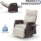 Adjustable Outdoor Recliner Chair with Independent Backrest & Footrest, Patio Swivel Recliner Chair, Wicker Reclining Patio Chair w/Flip-Up Table, 155° Lay Flat Chaise Lounge, Beige, 2PCS