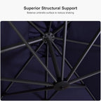 PURPLE LEAF 10' X 13' Patio Umbrella with Base Outdoor Cantilever Rectangle Offset Umbrella with 360-degree Rotation for Garden Deck Pool Patio Navy