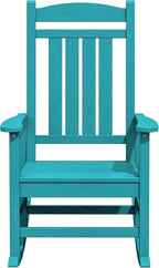 KINGYES HDPE Rocking Chairs Outdoor, Patio Rocking Chairs with 330lbs Support, Smooth Porch Rocker for Deck Lawn Yard, Aruba Blue
