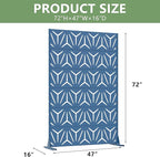 Casaphoria Metal Privacy Screen Outdoor, 72" H x 47" W Freestanding Decorative Privacy Screen for Patio Deck Balcony Garden with Stable Base, Blue-Star