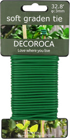 Decoroca Garden Flexible Tie, Soft Twist Plant Ties 32.8' - Green Support Plant Wire, Durable Heavy Duty Vines, Stems & Stalks