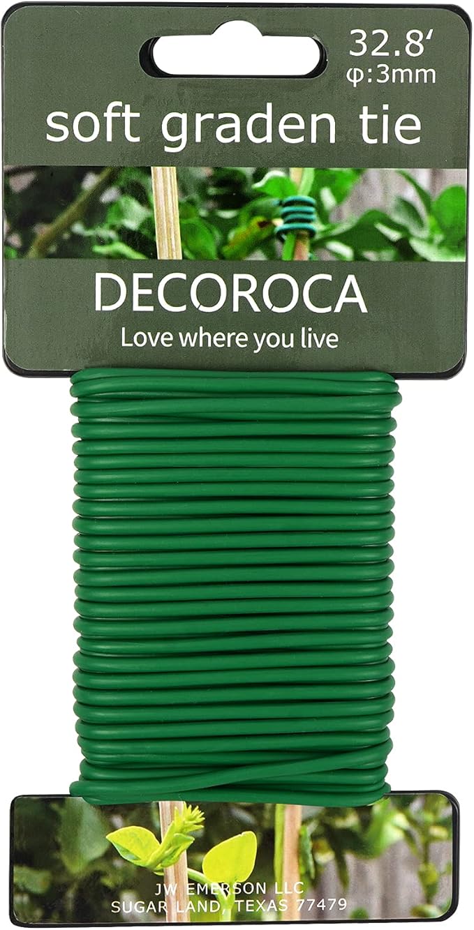 Decoroca Garden Flexible Tie, Soft Twist Plant Ties 32.8' - Green Support Plant Wire, Durable Heavy Duty Vines, Stems & Stalks