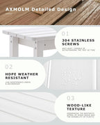 3 Piece HDPE Outdoor Bar Height Table and Chairs Set of 2 Includes High Top Patio Table and Chairs, Outside Patio Bar Set for Bistro,Balcony,Backyard,Poolside (White, 3 Piece)
