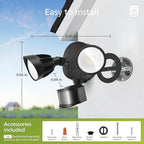 Philips 44W 4200 lm Motion Sensor LED Security Light Outdoor w/PIR, 5000K Daylight Flood Light, Waterproof, Dusk to Dawn, 2 Heads, 4 Modes(2 Packs)