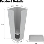 Tall Planters for Outdoor Plants Set of 2, 23.6" Large Taper Flower Plant Pots with Drainage Hole and Drainage Trays, Weather-Resistant Plastic planters for Patio, Porch, Garden, Grey