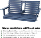 Poly Lumber 2-Seat Porch Swing, HIPS 4.5-Feet Bench Swing with Foldable Cup Holders,18/8 Stainless Steel Hardware, High Backrest and Deep Contoured Seat (Navy Blue, 4.5-feet)