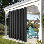 BONZER Wide Waterproof Outdoor Curtains for Patio Heavy Privacy Light Filtering Grommet Outside Curtains for Porch, Pergola, Gazebo, 1 Panel, 110W x 84L inch, Charcoal