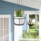 ARTORA 2 Pack Metal Plant Hanger, Modern Plant Hanging Basket Decorative Black Plant Pot Holder Flower Planter Hanging Chain for Balcony Porch Indoor Outdoor Home Decor (Black 2PCS)