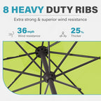MEWAY 12ft Patio Umbrella Outdoor Table Umbrellas with Crank, Market Umbrella 8 Sturdy Ribs for Deck, Garden, Pool and Backyard, Apple Green
