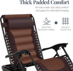 Best Choice Products Oversized Padded Zero Gravity Chair, Folding Outdoor Patio Recliner, XL Anti Gravity Lounger for Backyard w/Headrest, Cup Holder, Side Tray, Polyester Mesh - Espresso/Brown