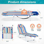 ABORON 2-in-1 Tanning Chair with Face Hole, Folding Camping Cot for Adults, 5-Position Adjustable Lounge Chair with Pillow, Heavy Duty 600D Oxford Portable Cot for Beach, Patio, Poolside