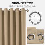 Blackout Patio Sliding Door Curtains – Light Beige, 70Wx90L, 1 Panel