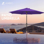 JEAREY 9FT Outdoor Patio Umbrella Outdoor Table Umbrella with Push Button Tilt and Crank, Market Umbrella 8 Sturdy Ribs UV Protection Waterproof for Garden, Deck, Backyard, Pool (Dark Purple)