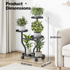 Plant Stand with Wheels 3 Tier Metal Plant Holder Corner Flower Shelf for Multiple Plants Display Rack for Bedroom Living Room Balcony Garden Black (Black, 3 Tier)