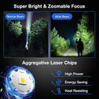 Rechargeable Flashlight High Lumens 900,000L, Super Bright LED Handheld Flashlights, 5 Modes Powerful Tactical Flash Light with Cob Side Light, USB C, Waterproof for Home, Emergency