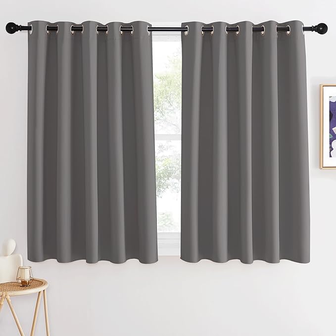 Short Blackout Grey Curtain for Bedroom – 1 Panel, W66 x L54