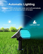 6 Pack Color Changing Solar Powered Outdoor Spot Lights Outside Landscape Waterproof 24 LED Spotlights Dusk to Dawn for Christmas Decorations,Tree, Snowman, Elk Statues, 8 Colorful for Accent Lighting